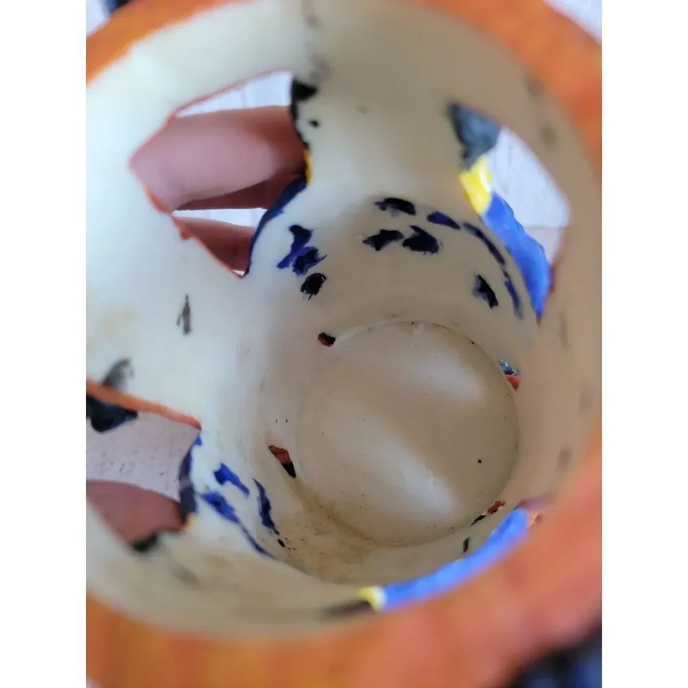 Unique ceramic rustic hat tea light holder Lantern spider pumpkin Halloween home - Picture 10 of 11